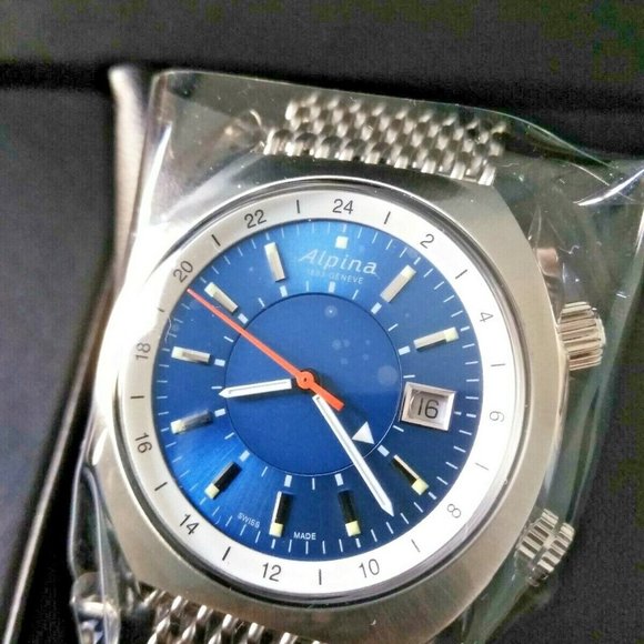 Alpina AL-555LNS4H6B Men's Watch Startimer Pilot Heritage Blue Dial Bracelet - Picture 5 of 7